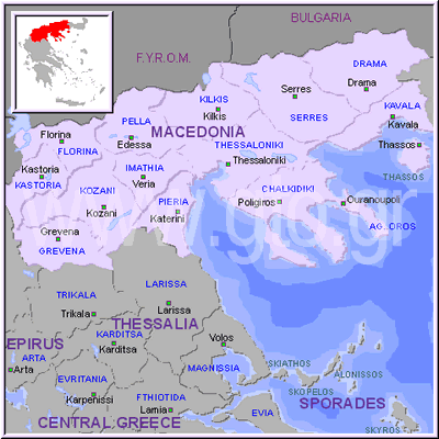 Map of Macedonia presented by gto.gr